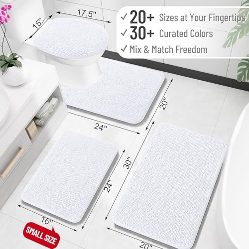 OLANLY Toilet Rugs U-Shaped 20x20, Soft Absorbent Chenille Contour Rugs - color: White, size: 20" X 20" Contour Rug