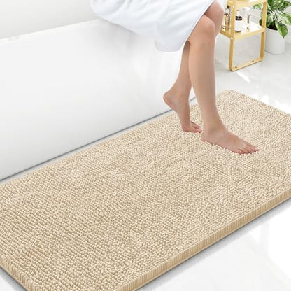 Arotive Bathroom Rugs 47x24, Soft Absorbent Shaggy Chenille Bath Rugs - color: Beige, size: 47" X 24"