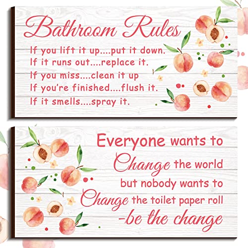 Jetec 2 Pcs Funny Bathroom Signs Wall Decor Farmhouse,Peach Style - style: Peach Style