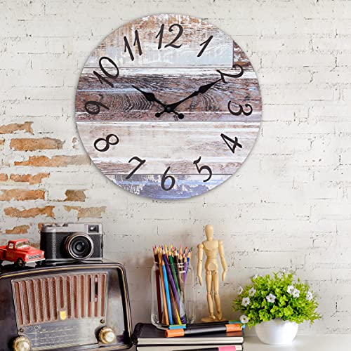 Stonebriar Vintage Farmhouse 14 Inch Round Battery Operated Hanging Wall Clock - size: 14 Inch