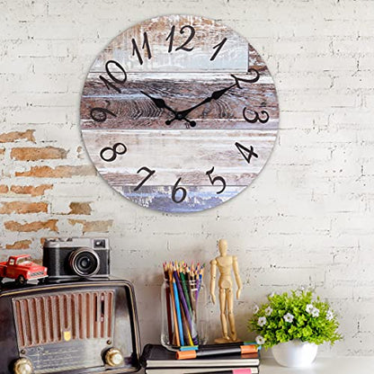Stonebriar Vintage Farmhouse 14 Inch Round Battery Operated Hanging Wall Clock - size: 14 Inch