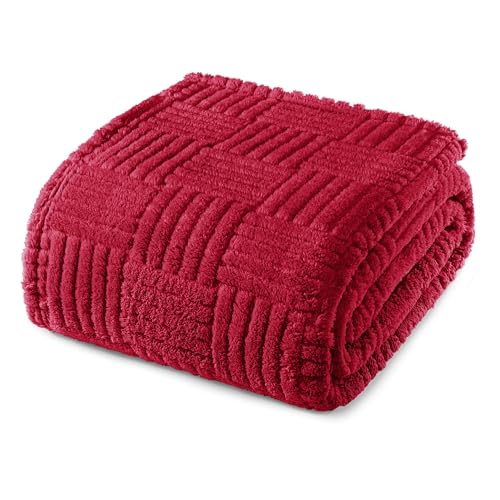 Whale Flotilla Lightweight Fleece Queen Size Blanket for Bed, Red - color: Red, size: Queen(90x90 Inch)