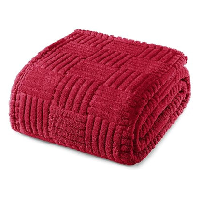 Whale Flotilla Lightweight Fleece Queen Size Blanket for Bed, Red - color: Red, size: Queen(90x90 Inch)