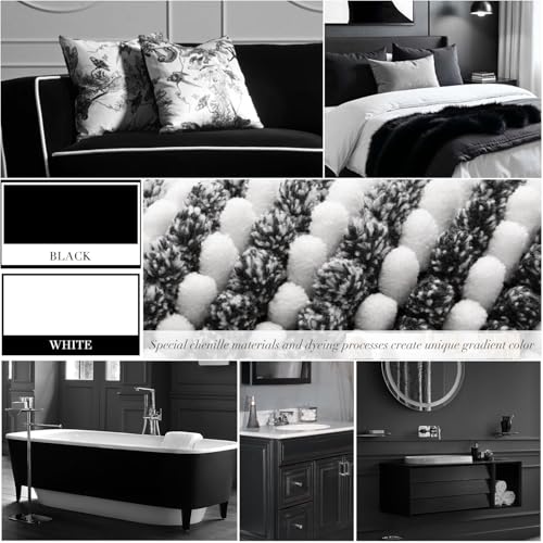BSICPRO Bathroom Rugs Sets 2 Piece, Non Slip Striped Bath Mats, Black - color: Black, size: 20" x 32" Plus 16" x 24"