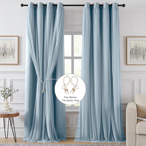 100% Blackout Curtains for Bedroom, Double Layer Blue 72" L - color: Celestial Blue, size: 52"W x 72"L (Pack of 2)