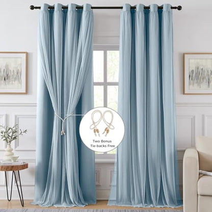 100% Blackout Curtains for Bedroom, Double Layer Blue 72" L - color: Celestial Blue, size: 52"W x 72"L (Pack of 2)