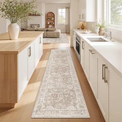 Madane Runner Rug 2x8 for Hallway, Kitchen Non-Slip Runner Rug Brown/Sand - color: Brown/Sand, size: 2' x 8' (Runner)