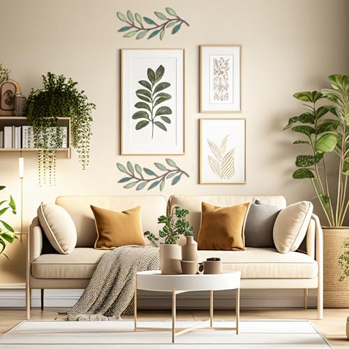 Zhengmy 2 Pcs Metal Leaf Wall Art Vine Branch Decor,Gradient Green - color: Gradient Green