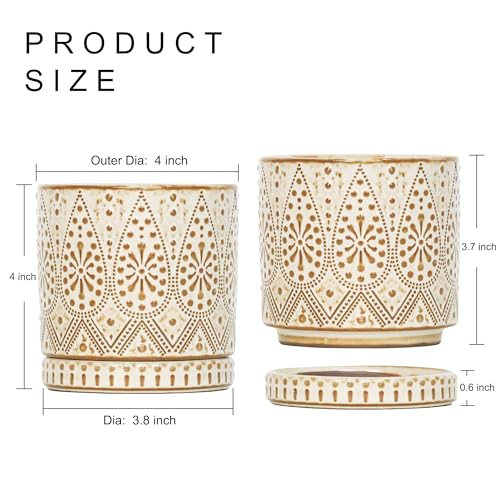 Gepege Ceramic Succulent Pots, 4 Inch Small Plant Pots with Drainage - color: White, size: 4 Inch - Set of 4