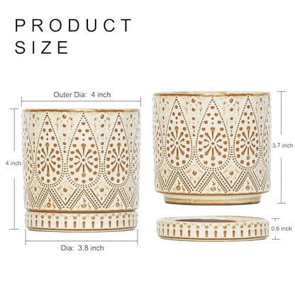 Gepege Ceramic Succulent Pots, 4 Inch Small Plant Pots with Drainage - color: White, size: 4 Inch - Set of 4