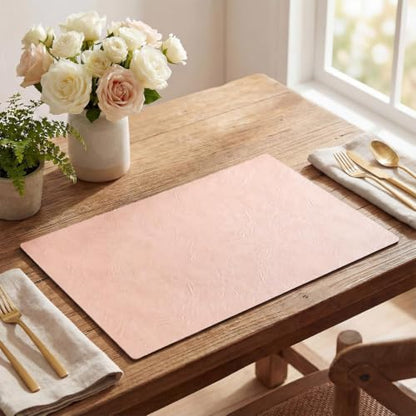 Artoid Mode Pink Faux Leather Placemats Set of 4 - color: Pink, size: 12" x 18", Rectangular Set of 4