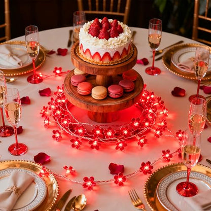 100 LED 33ft Red Cherry Blossom Flower Lights Valentine'S Day Wedding Decor - color: Red