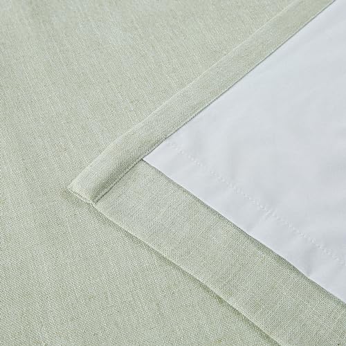 Vision Home Soft Green Pinch Pleated Full Blackout Curtains Linen Blended Room Darkening Curtain Panels 63 inch for Living Room Bedroom Thermal Insulated Pinch Pleat Drapes with Hooks 40" Wx63 Lx2 - color: Soft Green, size: 40"W x 63"L (Pack of 2)