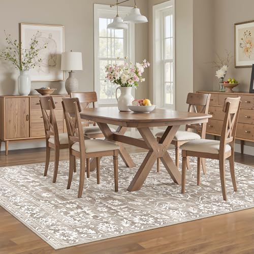 Soalmost 6x9 Area Rugs for Living Room, Washable Neutral Rug Light Brown - color: Light Brown, size: 6' x 9' (Rectangular)