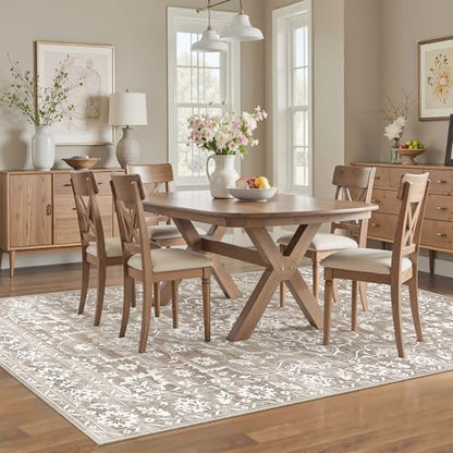 Soalmost 6x9 Area Rugs for Living Room, Washable Neutral Rug Light Brown - color: Light Brown, size: 6' x 9' (Rectangular)