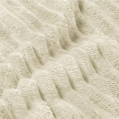 BEDELITE Ribbed Jacquard Beige Fleece Throw Blanket for Couch, 50x60 Inch - color: Beige, size: Throw(50"x60")