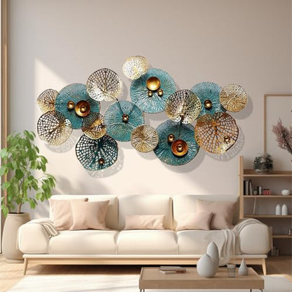 edaknez Large Metal Wall Art, 50"x26" Metal Lotus Leaf Flower Wall Decor - color: C 50 inch x 26 inch