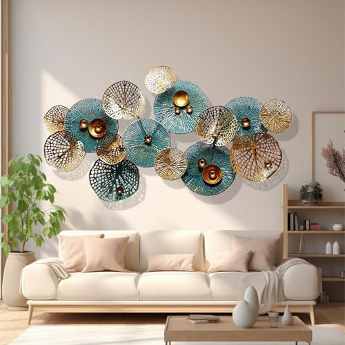edaknez Large Metal Wall Art, 50"x26" Metal Lotus Leaf Flower Wall Decor - color: C 50 inch x 26 inch