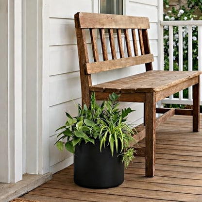 7 Inch Black Metal Plant Pot with Drainage Hole, Indoor Outdoor - color: Black