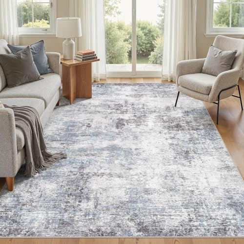 5X8 Area Rugs Washable Soft Modern Abstract Non-Slip Rug for Living Room - color: Blue, size: 5' x 8' (Rectangular)