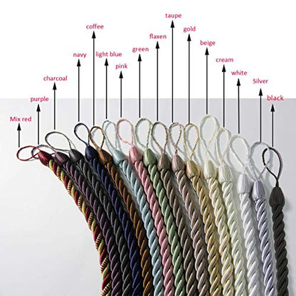 BEL AVENIR Curtain Tiebacks Ropes Tie-Backs,Handmade Holdbacks(Black,2P) - color: Black, size: 2pack