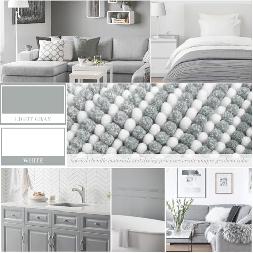 BSICPRO Bathroom Rugs Sets 2 Piece, Non Slip Striped Bath Mats, Light Gray - color: Light Gray, size: 20" x 32" Plus 16" x 24"