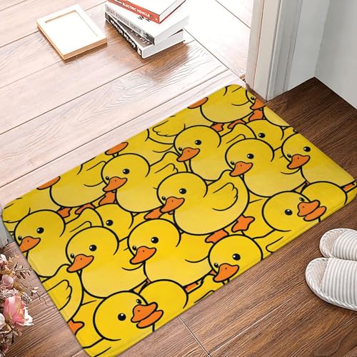 Yellow Cartoon Duck Bath Mat Non-Slip Soft Flannel Bathroom Rugs Washable Bathmat, Carpet Rug Entryway Decor for Tub Shower Room Floor Home Kitchen,24x16 in - color: Cartoon Duck, size: 1'4" x 1'11" (Rectangular)