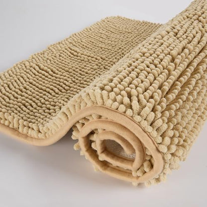 Chenille Bathroom Rug 32"x20" Extra Soft Absorbent Quick Dry Rugs, Beige - color: Beige, size: 1'8" x 2'8" (Rectangular)