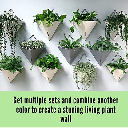 LaLaGreen Succulent Wall Planters (12in, 2 Pack) Large Self Watering Pots - color: Gray X 2 Pack