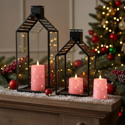 Raycare Pink Battery Operated Flameless LED Pillar Candle with Remote Timer - color: 3pcs-Pink
