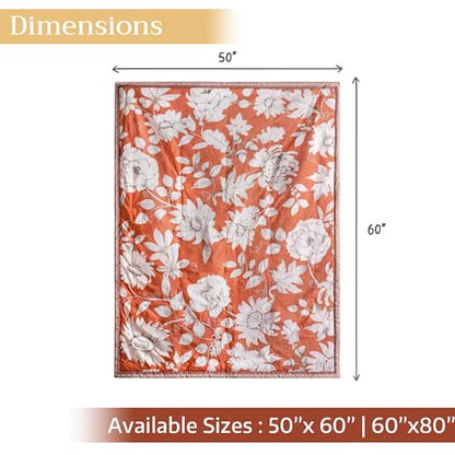 Maison d' Hermine Throw Blanket for Couch Lightweight Soft (60''X80'') - color: 032 - Pretty Autumn - Langoustino, size: 60"x80"