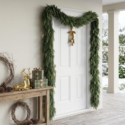 16Ft Christmas Garland,Real Touch Cedar Garland,Realistic Faux Pine Garland - size: 16FT