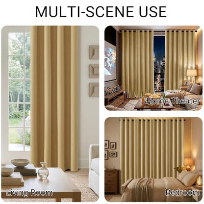 ChrisDowa Mustard Yellow Blackout Curtain 45 Inch Long 2 Panels for Bedroom - color: Mustard Yellow, size: 52"W x 45"L (Pack of 2)