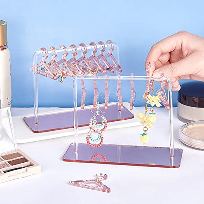 PH PandaHall 2 Sets Acrylic Earring Holder, Coat Hanger Jewelry Display Dangle Earring Hanging Organizer Acrylic Ear Studs Display Rack for Retail Show Personal Exhibition, 2.3x4.6x5.9inch - color: Pink