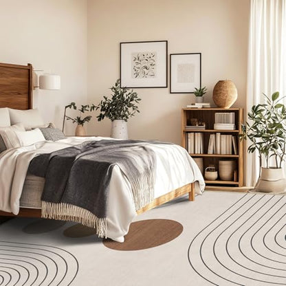 9x12 Boho Area Rug for Living Room Modern Geometric Abstract Rug Beige - color: Beige, size: 12' x 9' (Rectangular)