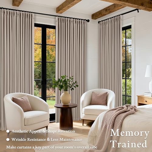 Viral Pleated Blackout Burlap 120 Inch Long Curtains Burlywood Birch - color: Burlywood Birch, size: 40"W x 120"L (Pack of 2)