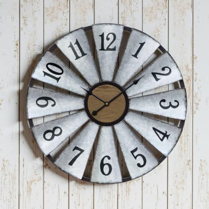 Vantic 30'' Windmill Large Wall Clock, Distressed Metal Clock - size: 30