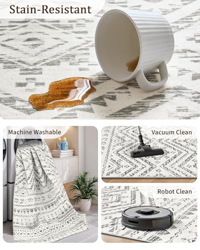 Miukiki 5x7 Washable Area Rug for Living Room, Soft Non Slip Rug Grey - color: Grey, size: 5' x 7' (Rectangular)