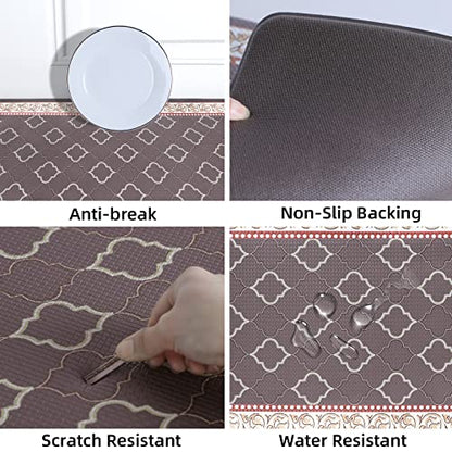 Kitchen Floor Mat Set of 2, Anti Fatigue Kitchen Mat 17"x59"+17"x29" - color: Coffee, size: 17"x59"+17"x29"