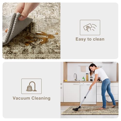 KIMODE Anti Fatigue Kitchen Mat, Boho Distressed Kitchen Rugs Sets of 2 - color: Boho Brown/Multi, size: 47"L x 17.3"W x 0.47"Th + 29"L x 17.3"W x 0.47"Th