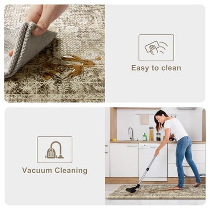 KIMODE Anti Fatigue Kitchen Mat, Boho Distressed Kitchen Rugs Sets of 2 - color: Boho Brown/Multi, size: 47"L x 17.3"W x 0.47"Th + 29"L x 17.3"W x 0.47"Th