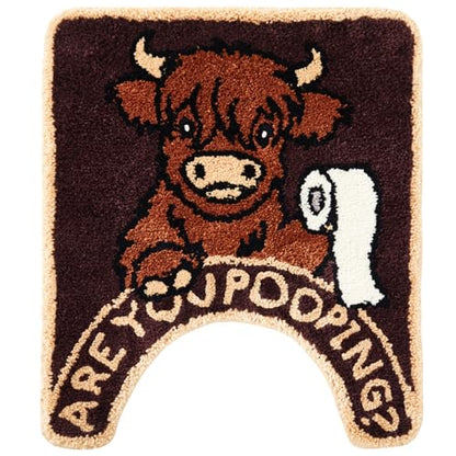 Drydiet U Shaped Toilet Rug Washable Cute Bath Mat 24x20,Highland Cattle - style: Highland Cattle