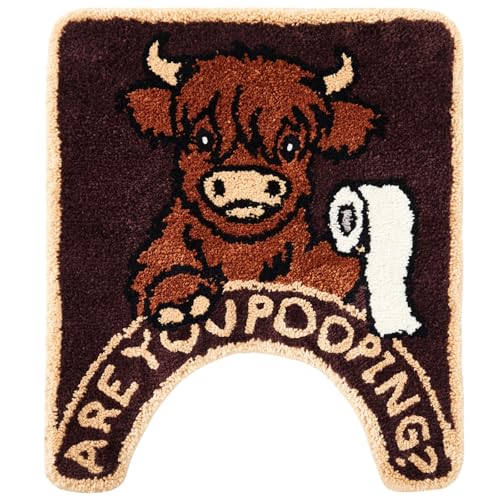 Drydiet U Shaped Toilet Rug Washable Cute Bath Mat 24x20,Highland Cattle - style: Highland Cattle
