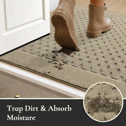 Dirt Trapper Door Mat 24"x 36", Non-Slip Entryway Rugs, Beige - color: Beige, size: 24" x 36"