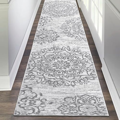 HEBE Hallway Runner Rug 2'x10', Washable Non Slip Kitchen Rug Runner - color: Grey, size: 2' x 10' (Rectangular)