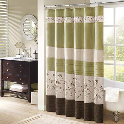 Madison Park Serene Shower Curtain for Bathroom, 72 x 72, Green - color: Green, size: 72"W x 72"L (Pack of 1)