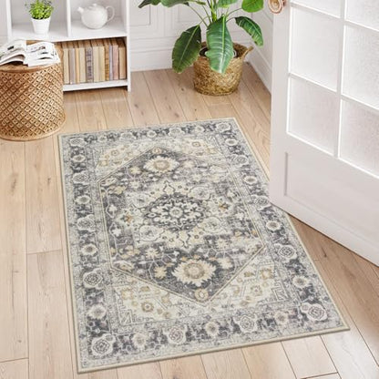 Collive 3'x5' Boho Washable Front Indoor Large Entryway Area Rug - color: Taupe/Multi, size: 36" x 59"