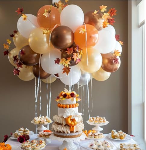 Brown Balloons Set - 50 Pcs 12 Inch Dark Brown Apricot Sand White Latex Balloons for Thanksgiving Wedding Birthday Baby Shower Theme Party Decorations - color: Brown