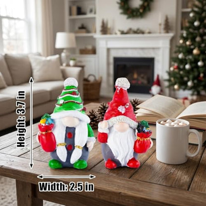 Winter Resin Christmas Gnomes and Gnome Figurines Decor Set