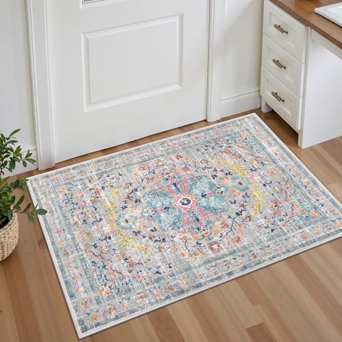 Pauwer Area Rug 2x3, Small Non Slip Washable Entryway Rugs, Grey Multi - color: Grey Multi, size: 2' x 3' (Rectangular)